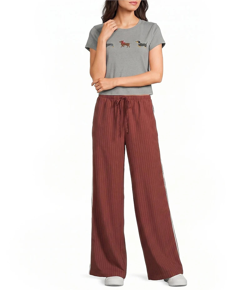 Emory Park Striped Low Rise Wide Leg Drawstring Pants