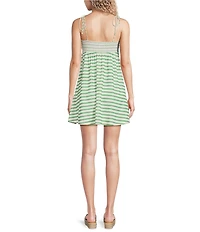 Emory Park Striped Twist Knot Front Spaghetti Tie Strap Mini Dress