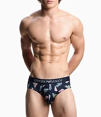 Emporio Armani Allover Logo Print Microfiber Briefs