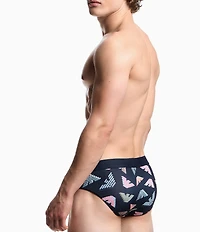 Emporio Armani Allover Logo Print Microfiber Briefs