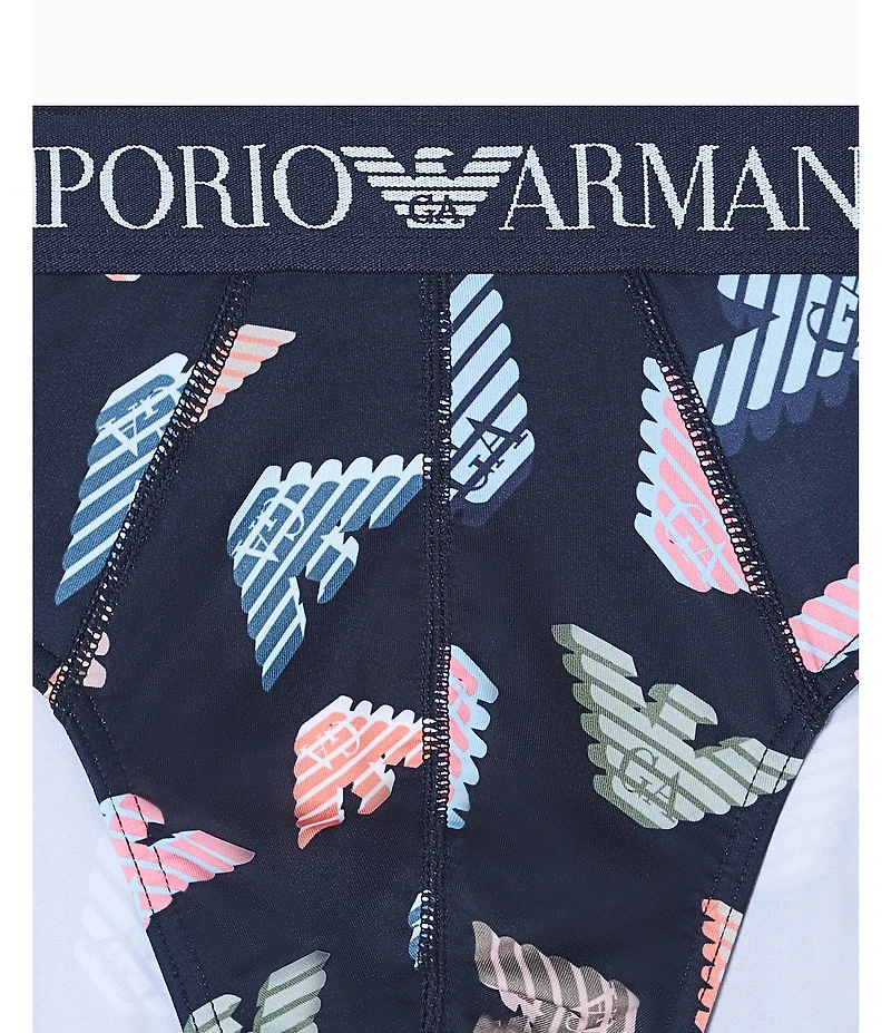 Emporio Armani Allover Logo Print Microfiber Briefs