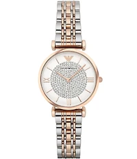 Emporio Armani Women's Analog Crystal Pave Dial Two Tone Bracelet Watch