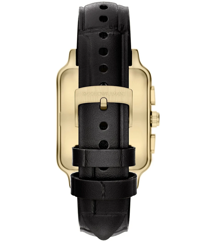 Emporio Armani Men's Quartz Chronograph Black Leather Strap Watch