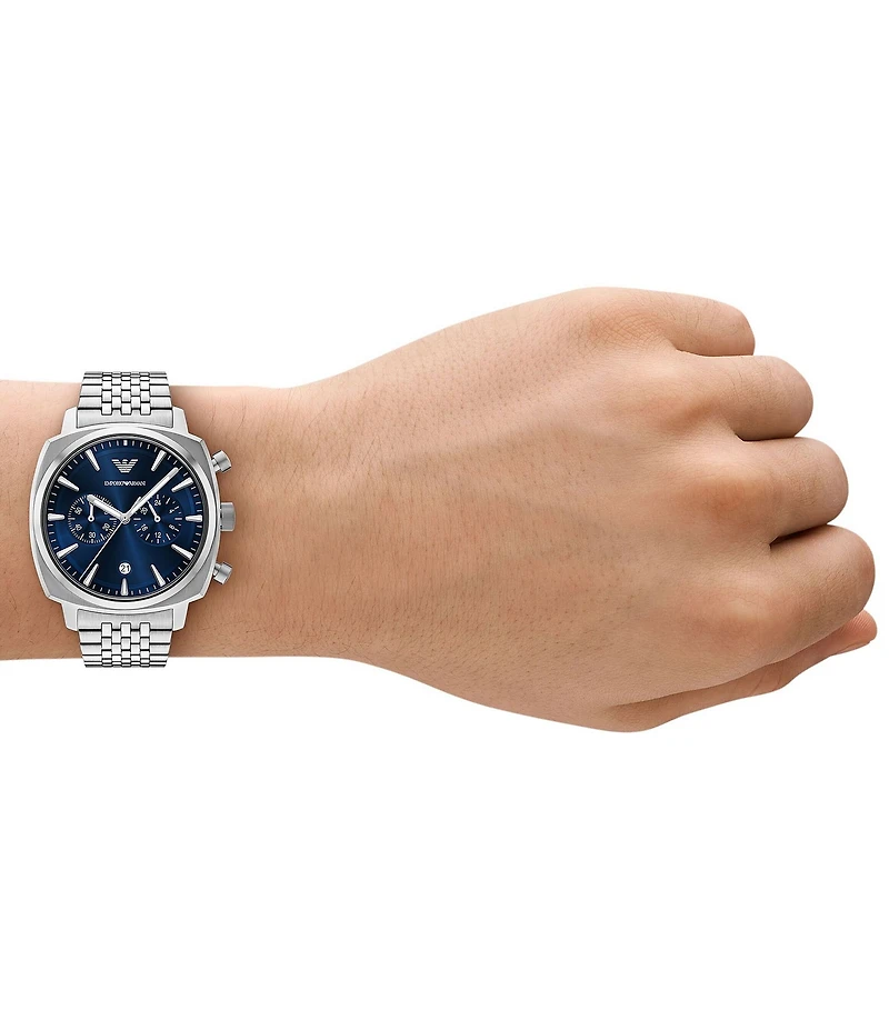 Emporio Armani Men's Quartz Chronograph Round Stainless Steel Bracelet Watch