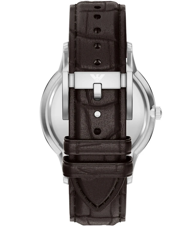 Emporio Armani Men's Quartz Three-Hand Date Brown Leather Strap Watch