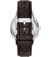 Emporio Armani Men's Quartz Three-Hand Date Brown Leather Strap Watch