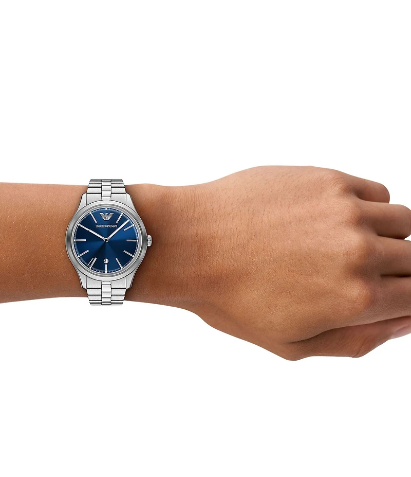 Emporio Armani Men's Quartz Three-Hand Stainless Steel Bracelet Watch