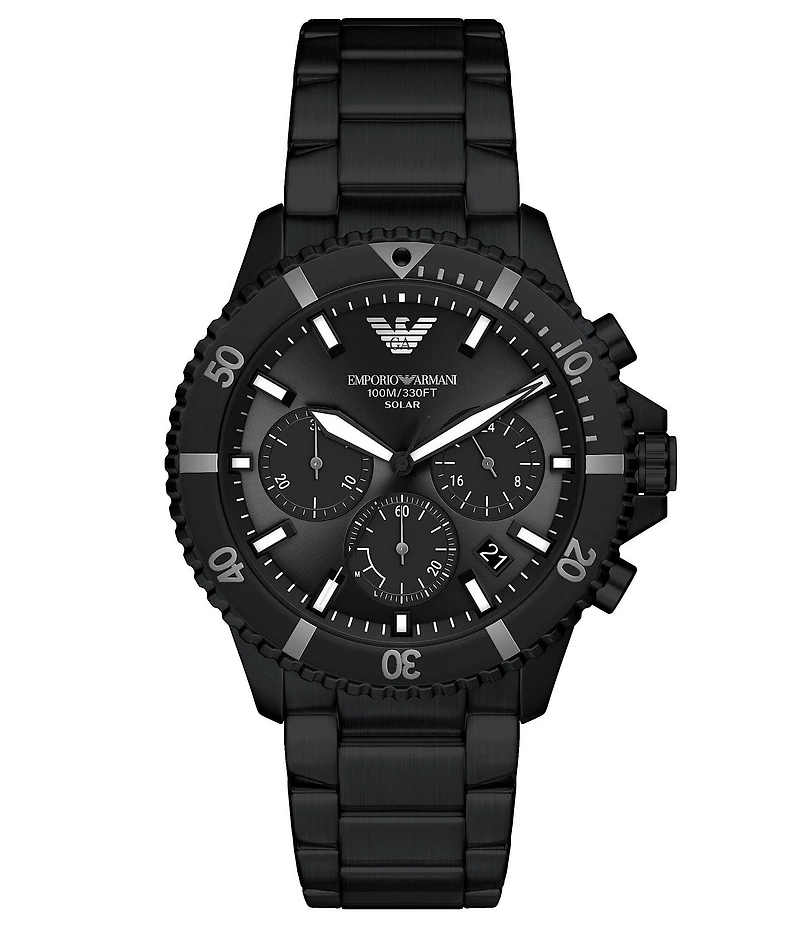 Emporio Armani Men's World Explorer Solar Chronograph Stainless Steel Bracelet Watch