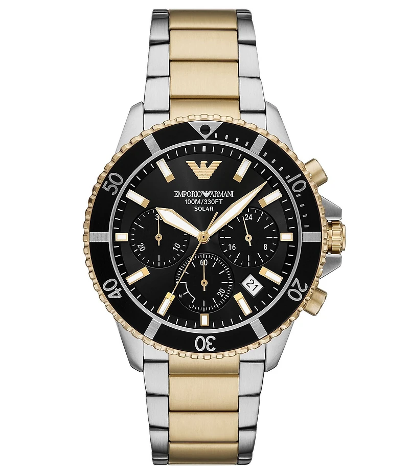 Emporio Armani Men's World Explorer Solar Chronograph Stainless Steel Bracelet Watch