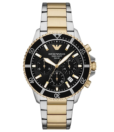 Emporio Armani Men's World Explorer Solar Chronograph Stainless Steel Bracelet Watch