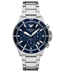 Emporio Armani Men's World Explorer Solar Chronograph Stainless Steel Bracelet Watch