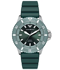 Emporio Armani Men's World Explorer Solar Three-Hand Green Silicone Strap Watch