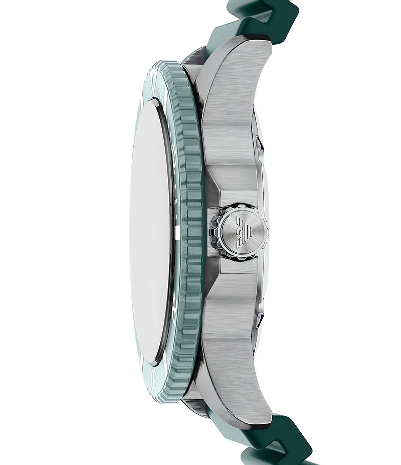 Emporio Armani Men's World Explorer Solar Three-Hand Green Silicone Strap Watch