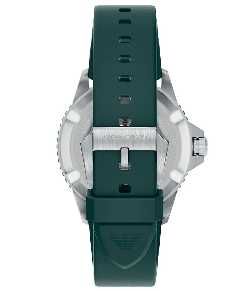 Emporio Armani Men's World Explorer Solar Three-Hand Green Silicone Strap Watch