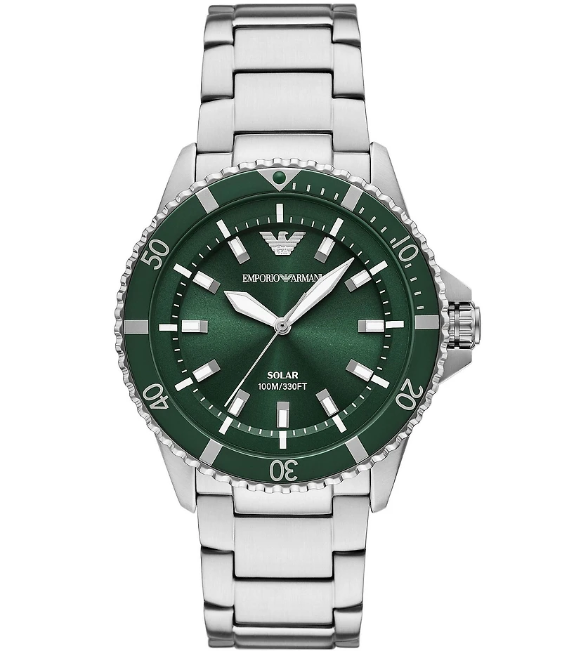Emporio Armani Men's World Explorer Solar Three-Hand Stainless Steel Bracelet Watch