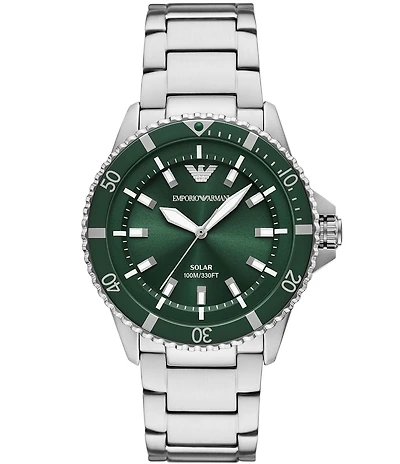 Emporio Armani Men's World Explorer Solar Three-Hand Stainless Steel Bracelet Watch