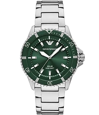 Emporio Armani Men's World Explorer Solar Three-Hand Stainless Steel Bracelet Watch