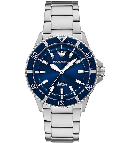 Emporio Armani Men's World Explorer Solar Three-Hand Stainless Steel Bracelet Watch