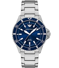 Emporio Armani Men's World Explorer Solar Three-Hand Stainless Steel Bracelet Watch