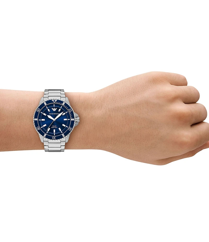 Emporio Armani Men's World Explorer Solar Three-Hand Stainless Steel Bracelet Watch