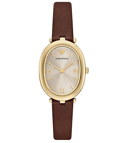 Emporio Armani Women's Sinfonia Quartz Two-Hand Leather Strap Watch