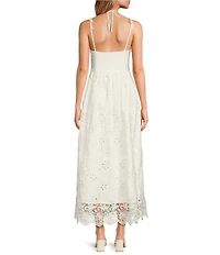 En Saison Analise Sweetheart Neck Sleeveless Lace Border Embroidered A-Line Maxi Dress