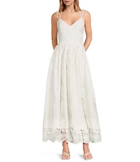 En Saison Analise Sweetheart Neck Sleeveless Lace Border Embroidered A-Line Maxi Dress