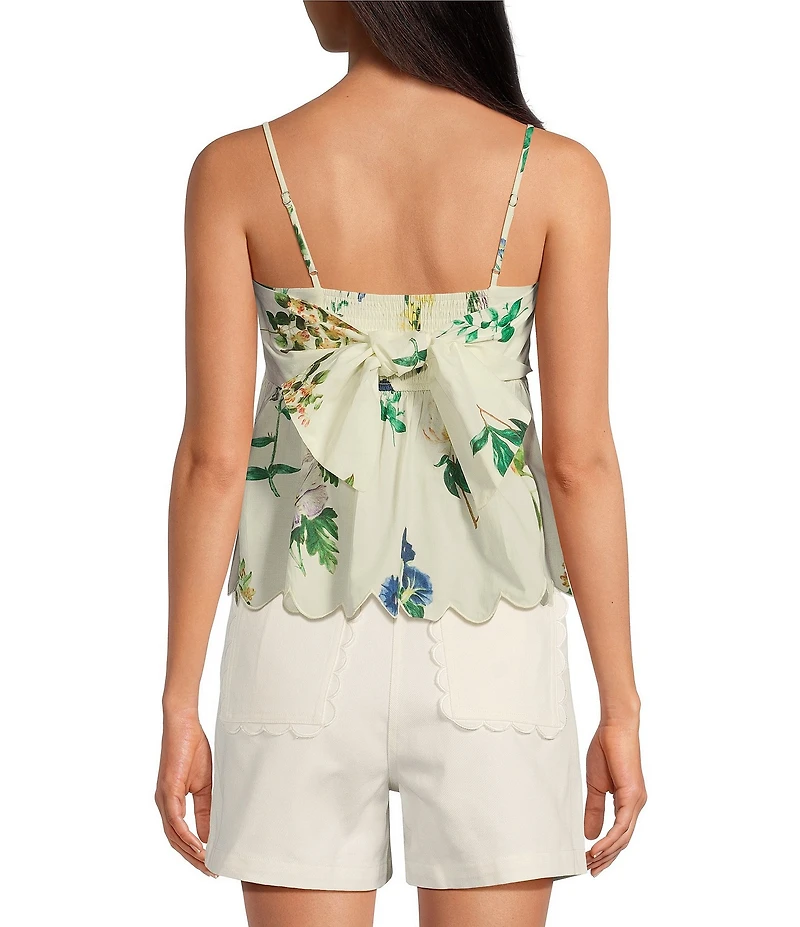 En Saison Ashley Floral Print Square Neck Sleeveless Babydoll Top