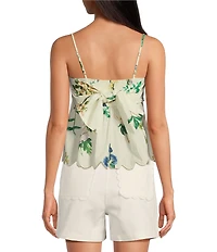 En Saison Ashley Floral Print Square Neck Sleeveless Babydoll Top