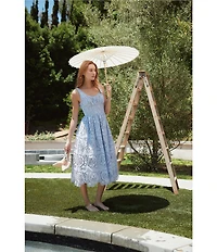 En Saison Brynlee Embroidery Scoop Neck Sleeveless Midi Dress