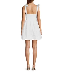 En Saison Candace Embroidered Square Neck Sleeveless A-Line Corset Mini Dress