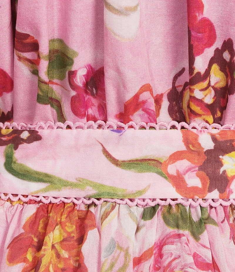 En Saison Celeste Floral Print Collared Neck Short Sleeve Belted Mini Dress