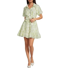 En Saison Claire Collared Short Sleeve Mini Shirt Dress