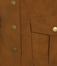 En Saison Eloise Coordinating Faux Suede Button Front Mini Skirt