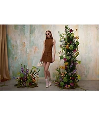 En Saison Eloise Coordinating Faux Suede Button Front Mini Skirt