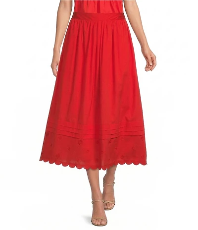 En Saison Emerson Embroidered Scallop Trim Coordinating Midi Skirt