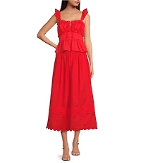 En Saison Emerson Embroidered Scallop Trim Coordinating Midi Skirt