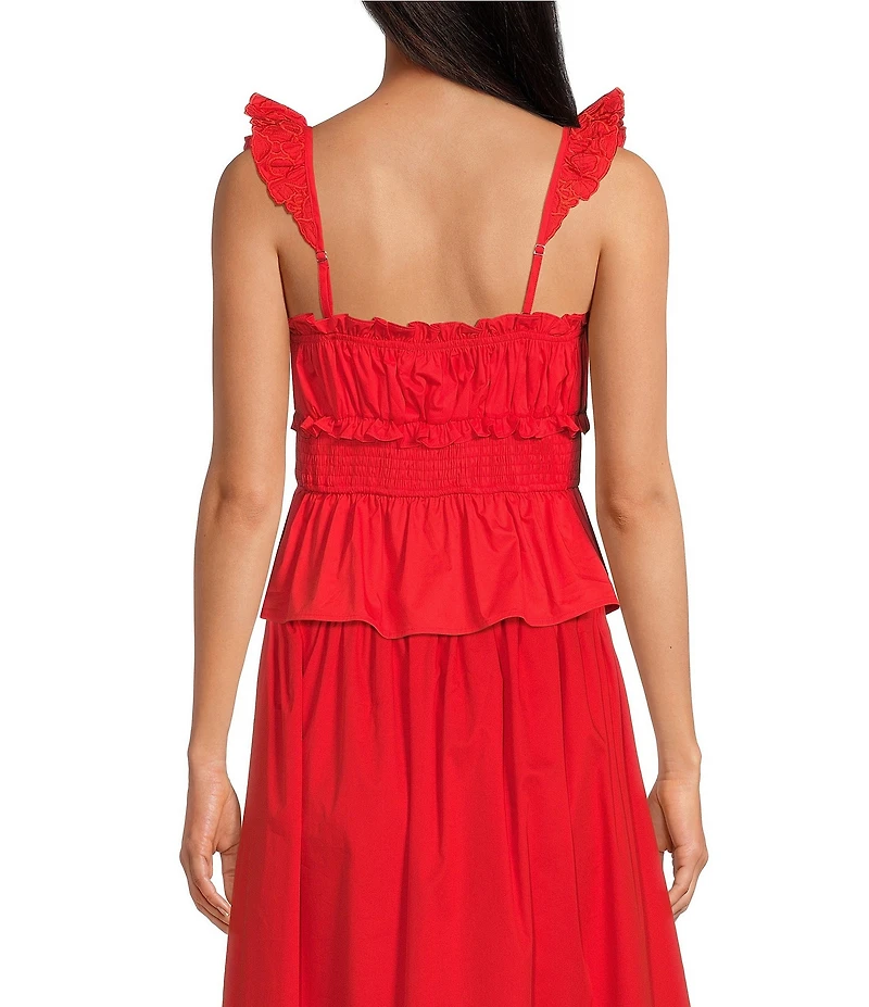 En Saison Emerson Square Neckline Sleeveless Peplum Crop Top