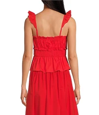 En Saison Emerson Square Neckline Sleeveless Peplum Crop Top
