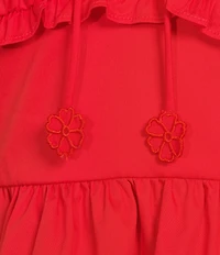 En Saison Emerson Square Neckline Sleeveless Peplum Crop Top