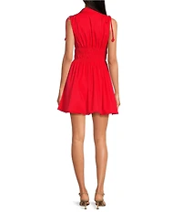 En Saison Emerson V-Neckline Sleeveless Smocked Mini Dress