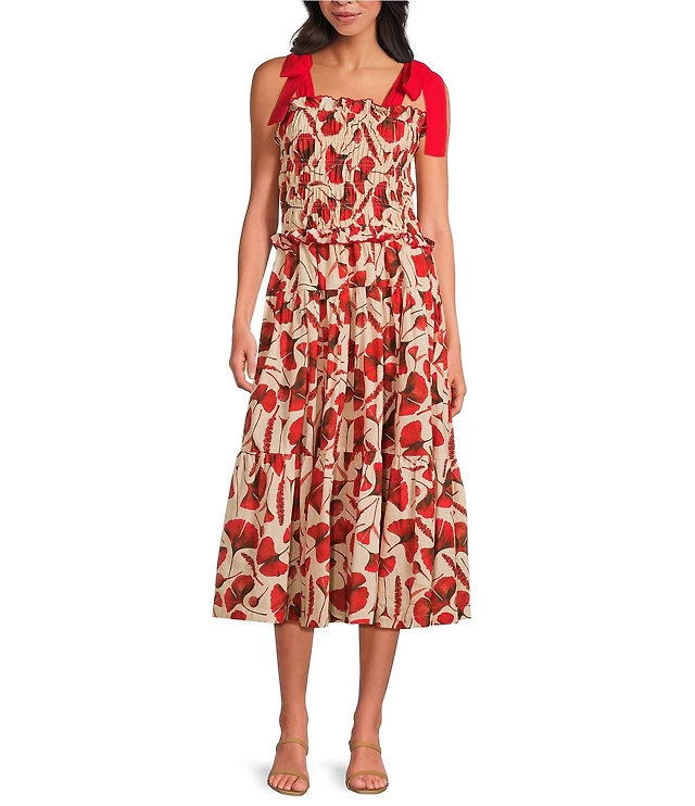 En Saison Josie Ginkgo Leaf Print Square Neck Sleeveless Midi Dress at  Hamilton Place in Chattanooga, TN
