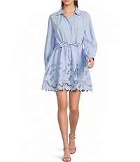 En Saison Lucy Embroidered Collar Neck Long Sleeve Belted A-Line Mini Dress