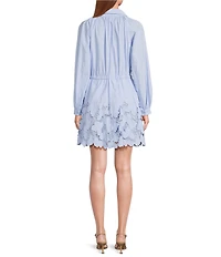 En Saison Lucy Embroidered Collar Neck Long Sleeve Belted A-Line Mini Dress