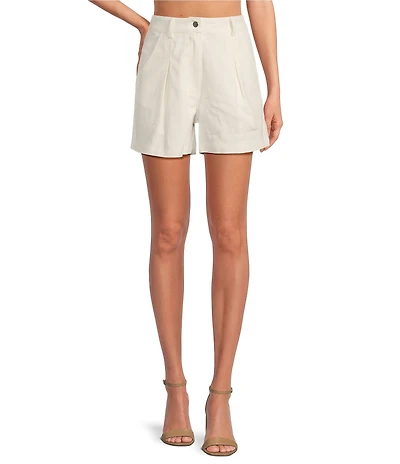 En Saison Oaklynn High Rise Inverted Pleat Denim Shorts