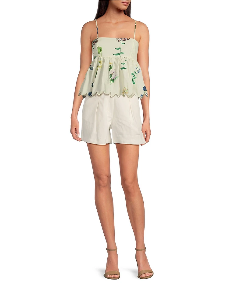 En Saison Oaklynn High Rise Inverted Pleat Denim Shorts