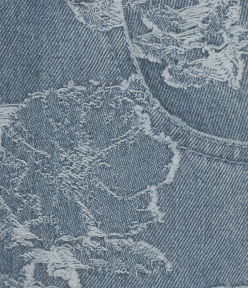 En Saison Opal Printed Slim Bootcut Medium Wash Raw Hem Denim Jeans