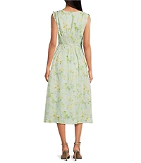 En Saison Rylee Floral Print V-Neck Sleeveless A-Line Midi Dress