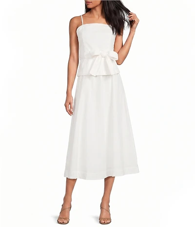 En Saison Samantha Square Neck Sleeveless A-Line Mixed Media Midi Dress