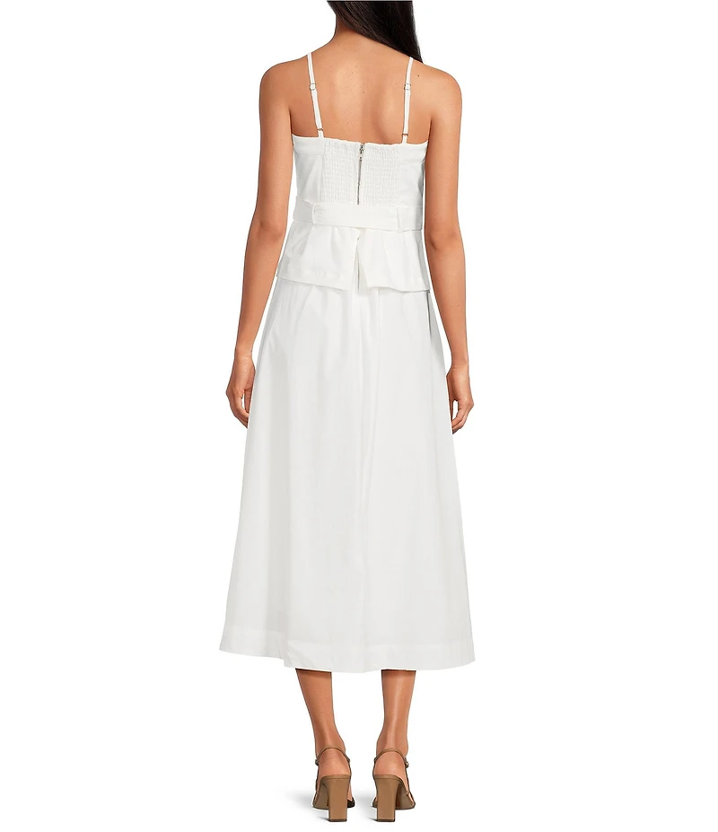 En Saison Samantha Square Neck Sleeveless A-Line Mixed Media Midi Dress